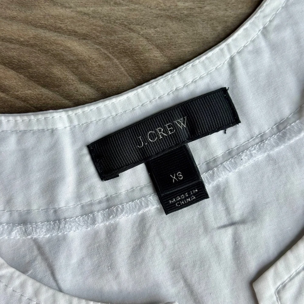 J.Crew White Cotton Tie Waist Shift Dress Short Sleeve XS